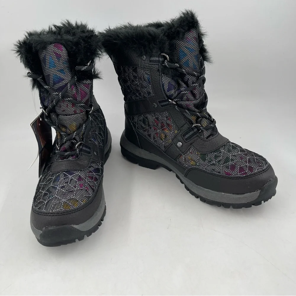 NWT! Bearpaw Big Kids Multicolor Fur Trimmed Wool Lined Winter Boots - Size 3 Y